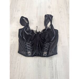 Victoria's Secret Dream Angels Corset Bustier size small/DD black‎ sexy velour